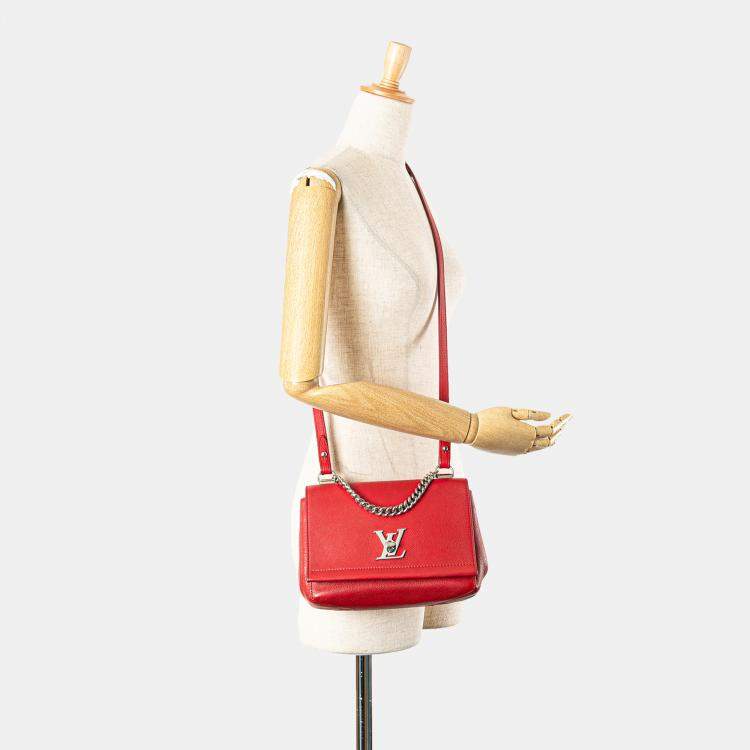 Pre Owned Louis Vuitton Red Calf Leather Lockme II BB
