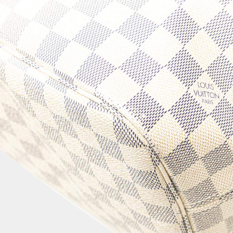 Pre Owned Louis Vuitton White Damier Azur Neverfull MM