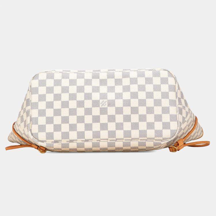 Pre Owned Louis Vuitton White Damier Azur Neverfull MM