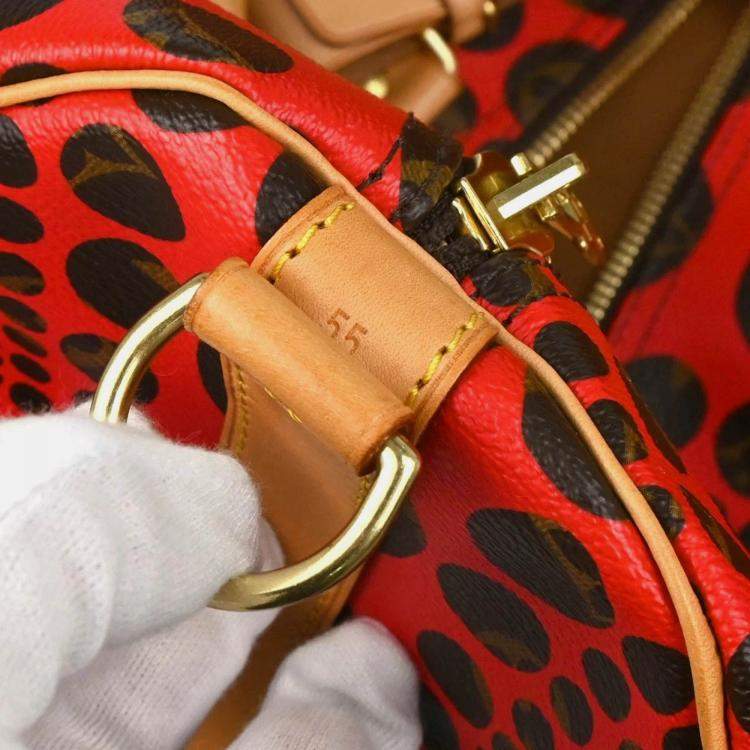 Pre Owned Louis Vuitton Keepall Bandoulière 55 Brown/Red Pumpkin Dots Canvas Duffle Bag