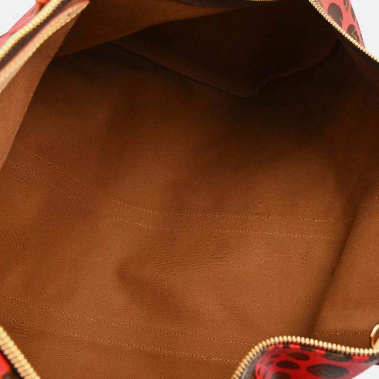 Pre Owned Louis Vuitton Keepall Bandoulière 55 Brown/Red Pumpkin Dots Canvas Duffle Bag