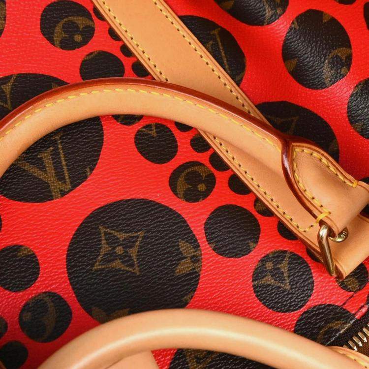 Pre Owned Louis Vuitton Keepall Bandoulière 55 Brown/Red Pumpkin Dots Canvas Duffle Bag