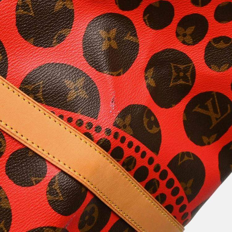 Pre Owned Louis Vuitton Keepall Bandoulière 55 Brown/Red Pumpkin Dots Canvas Duffle Bag