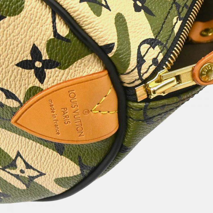 Pre Owned Louis Vuitton Green Monogramouflage Speedy 35 Handbag