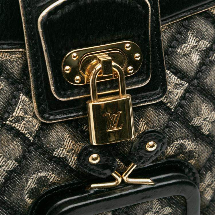 Pre Owned Louis Vuitton Black Grey Quilted Monogram Denim Musette