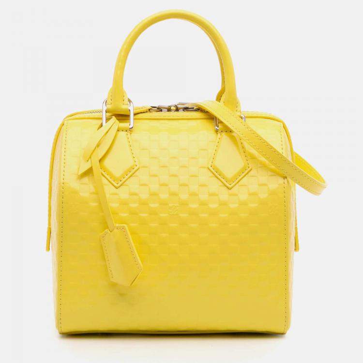 Pre Owned Louis Vuitton Yellow Damier Facette Speedy Cube PM Bag