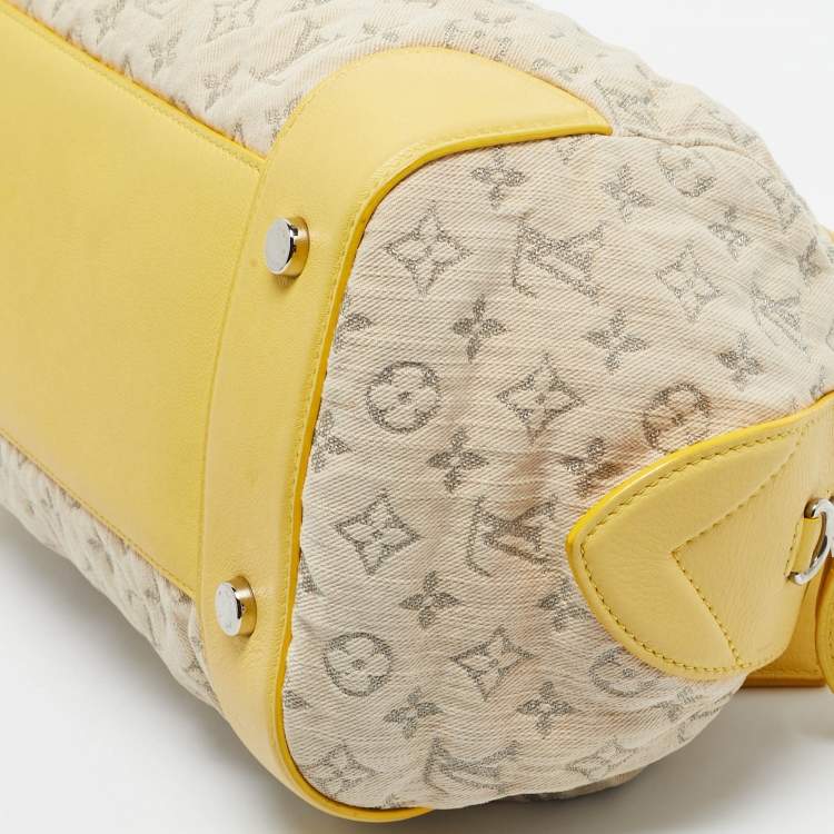 Pre Owned Louis Vuitton Jaune Denim Monogram Limited Edition Speedy Round Bag