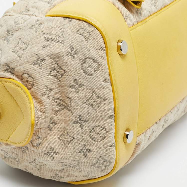 Pre Owned Louis Vuitton Jaune Denim Monogram Limited Edition Speedy Round Bag