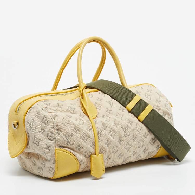 Pre Owned Louis Vuitton Jaune Denim Monogram Limited Edition Speedy Round Bag