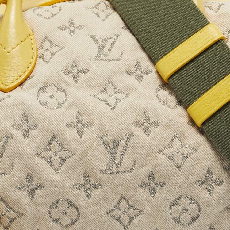 Pre Owned Louis Vuitton Jaune Denim Monogram Limited Edition Speedy Round Bag