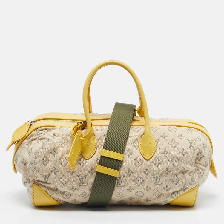 Pre Owned Louis Vuitton Jaune Denim Monogram Limited Edition Speedy Round Bag