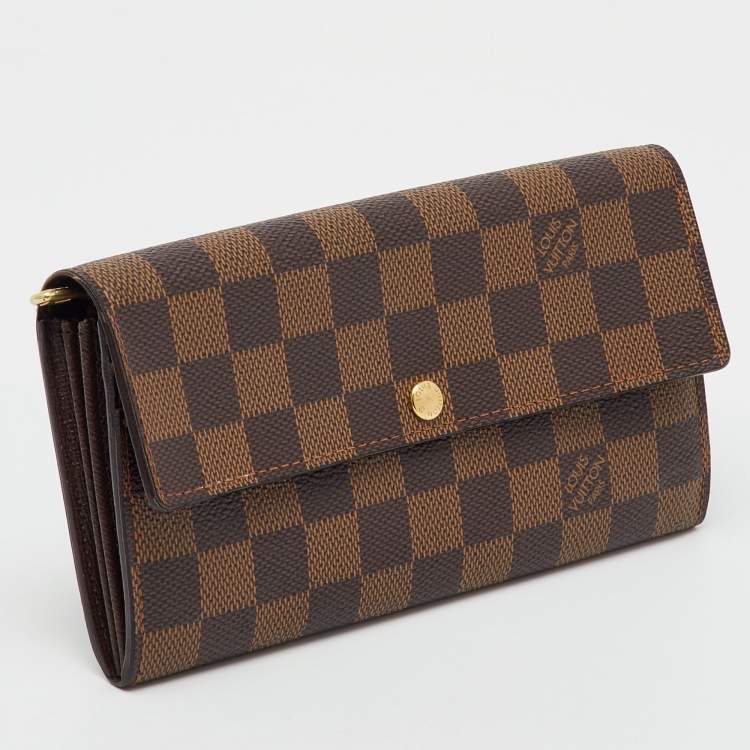 Pre Owned Louis Vuitton Damier Ebene Canvas Sarah Long Wallet