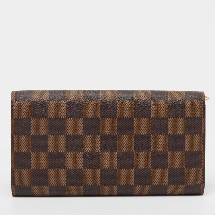 Pre Owned Louis Vuitton Damier Ebene Canvas Sarah Long Wallet
