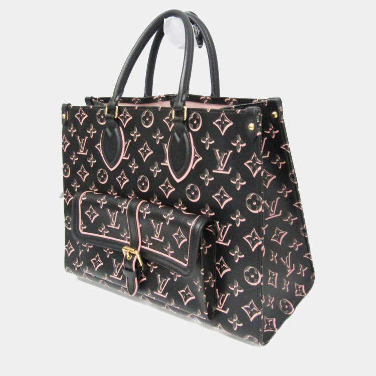 Pre Owned Louis Vuitton Monogram Fall For You On The Go MM Tote Bag Black Pink
