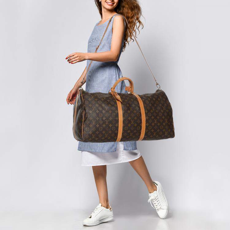 Pre Owned Louis Vuitton Monogram Canvas Keepall Bandouliere 60 Bag