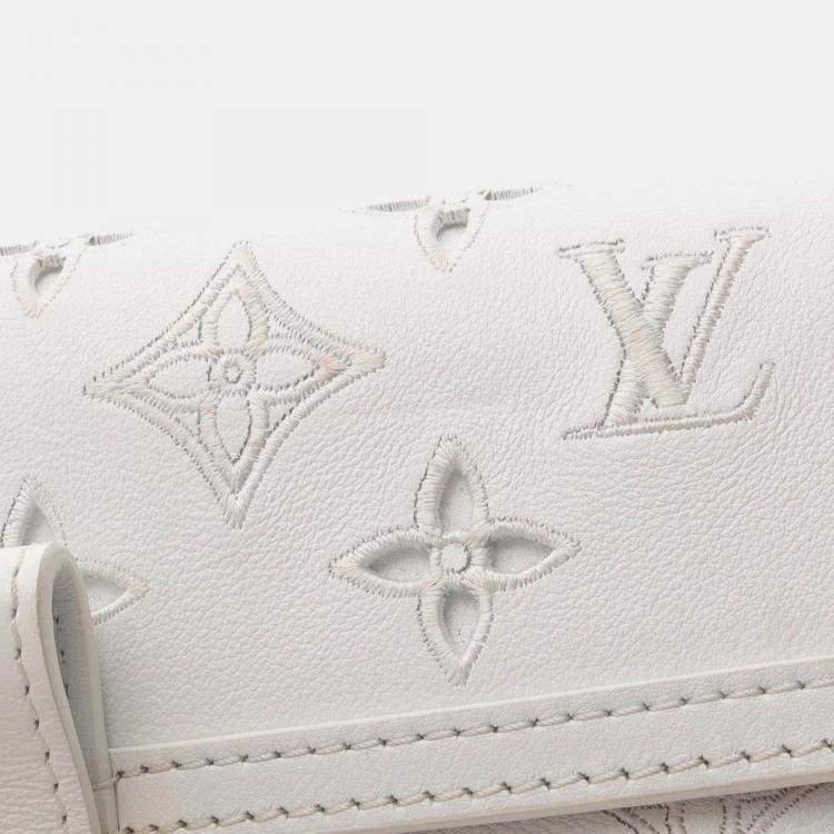 Pre Owned Louis Vuitton Dauphine EW White Monogram Leather Shoulder Bag