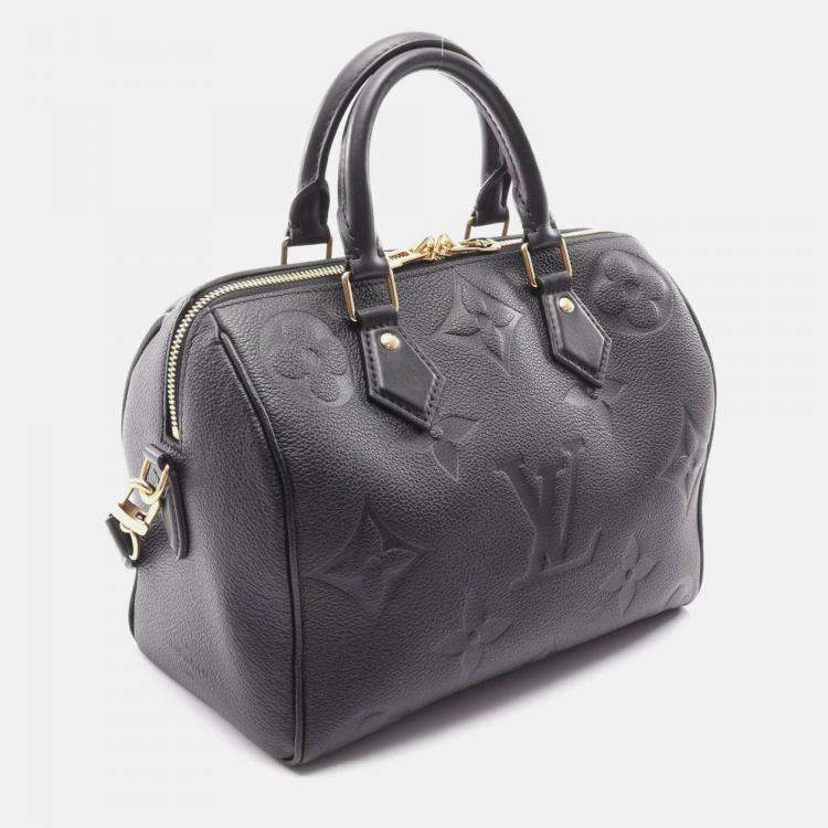 Pre Owned Louis Vuitton Speedy Bandouliere 25 Giant Noir Monogram Empreinte Black Leather Handbag