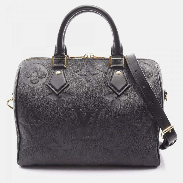 Pre Owned Louis Vuitton Speedy Bandouliere 25 Giant Noir Monogram Empreinte Black Leather Handbag