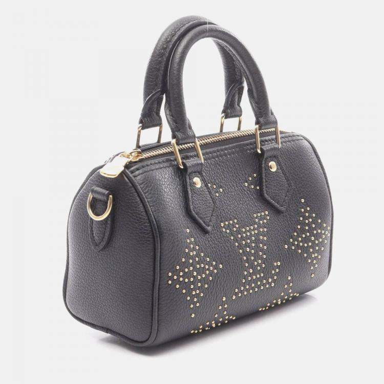 Pre Owned Louis Vuitton Nano Speedy Black Monogram Empreinte Leather Handbag