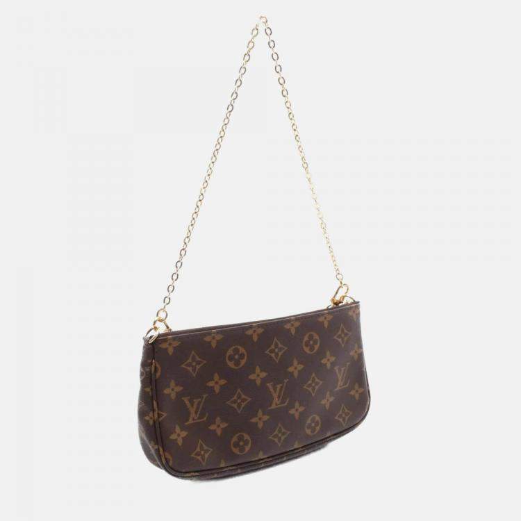 Pre Owned Louis Vuitton Multi Pochette Accessoires Brown Pink Monogram Coated Canvas Leather Shoulder Bag