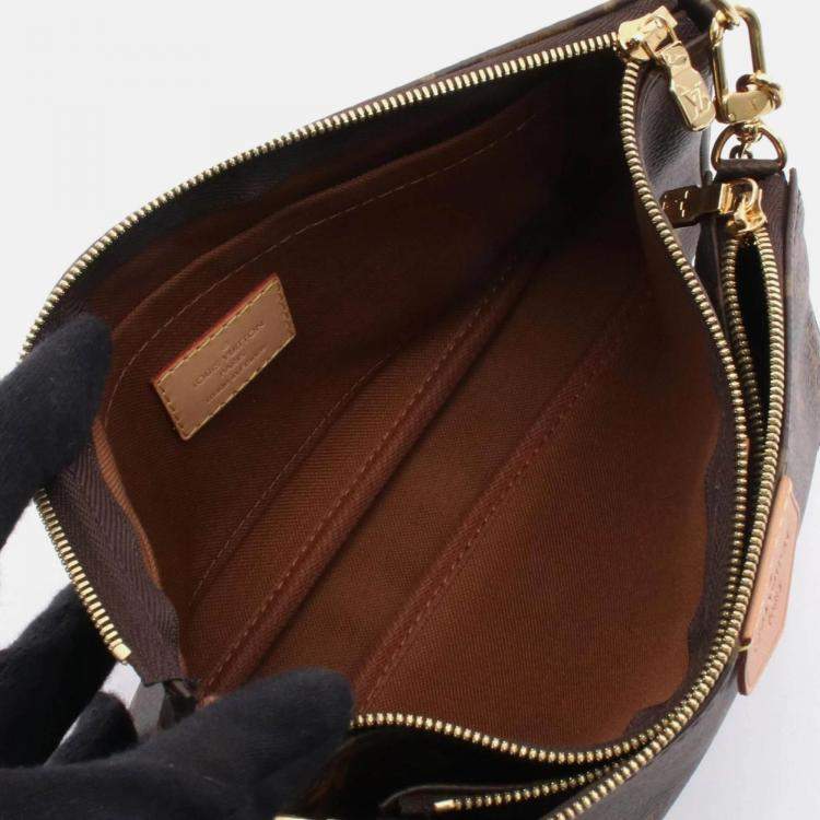 Pre Owned Louis Vuitton Multi Pochette Accessoires Brown Pink Monogram Coated Canvas Leather Shoulder Bag