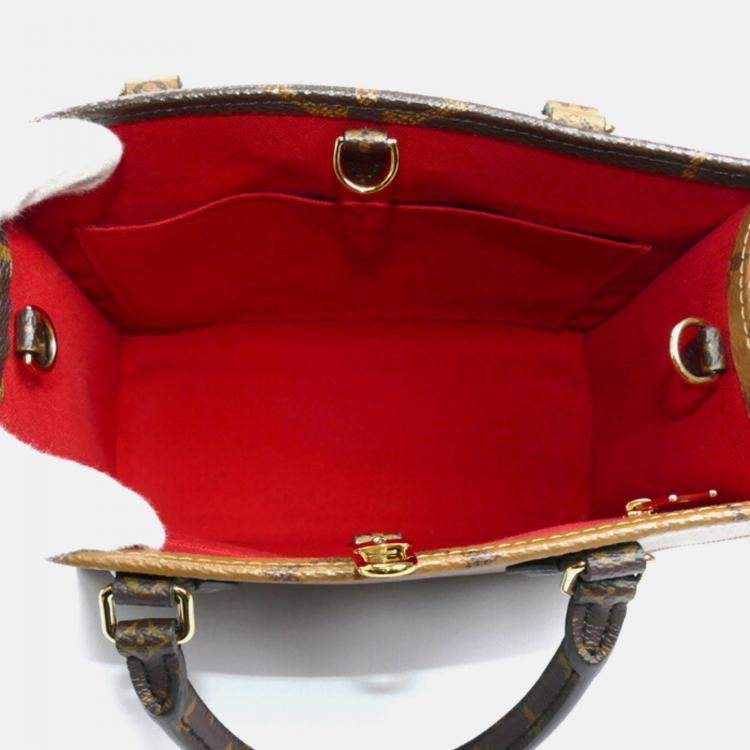 Pre Owned Louis Vuitton On The Go PM Monogram & Reverse Brown Shoulder Bag