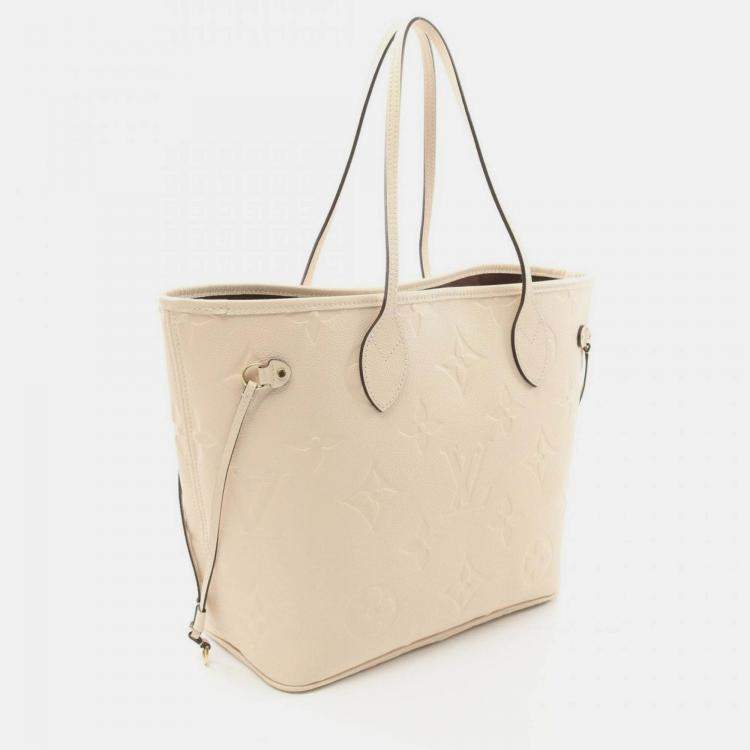 Pre Owned Louis Vuitton Neverfull MM Ivory Monogram Empreinte Leather Tote Bag