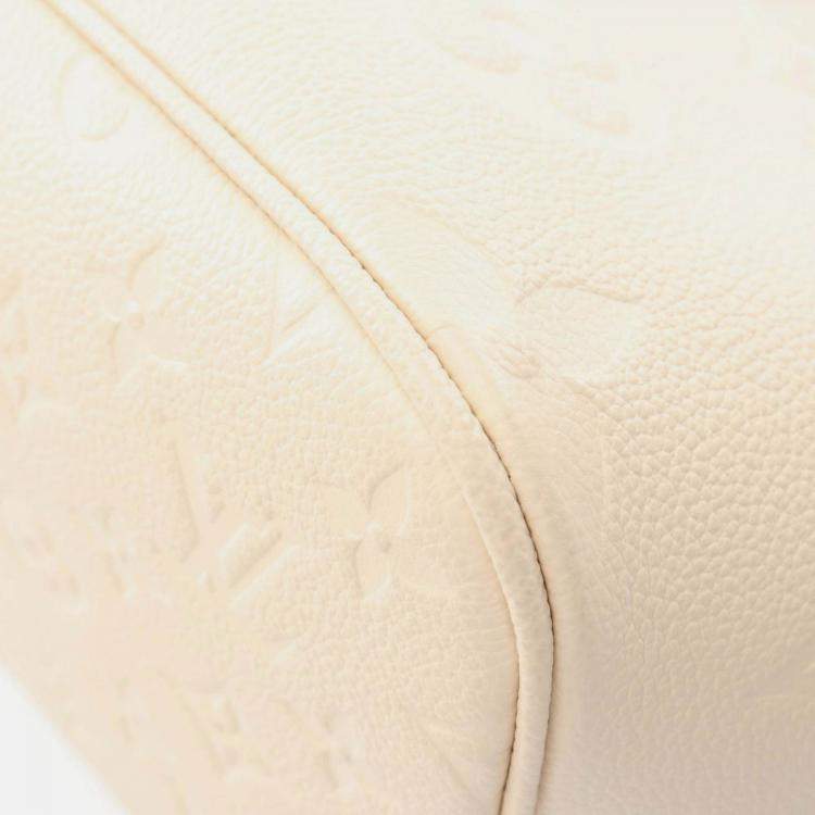 Pre Owned Louis Vuitton Neverfull MM Ivory Monogram Empreinte Leather Tote Bag
