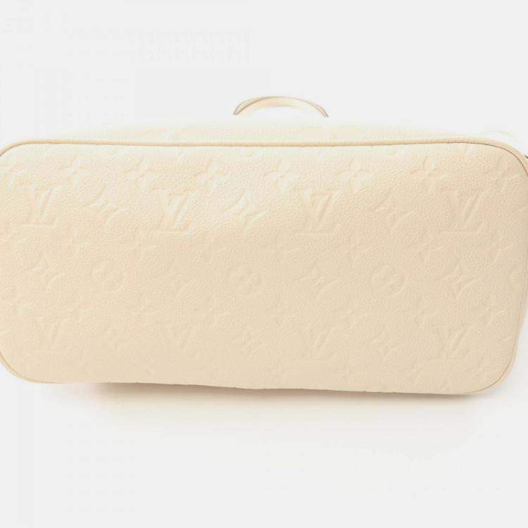 Pre Owned Louis Vuitton Neverfull MM Ivory Monogram Empreinte Leather Tote Bag