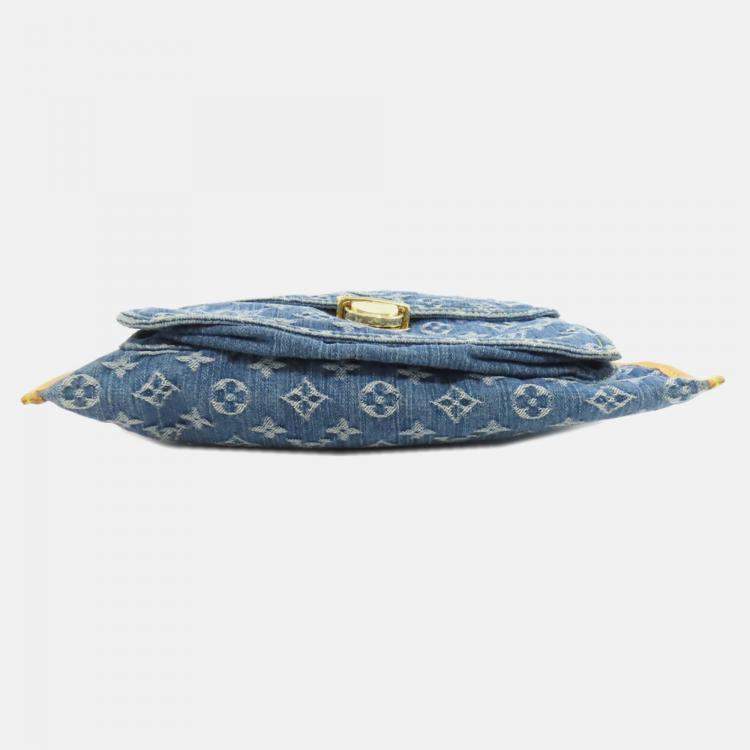 Pre Owned Louis Vuitton Flat Shopper Monogram Denim Tote Bag