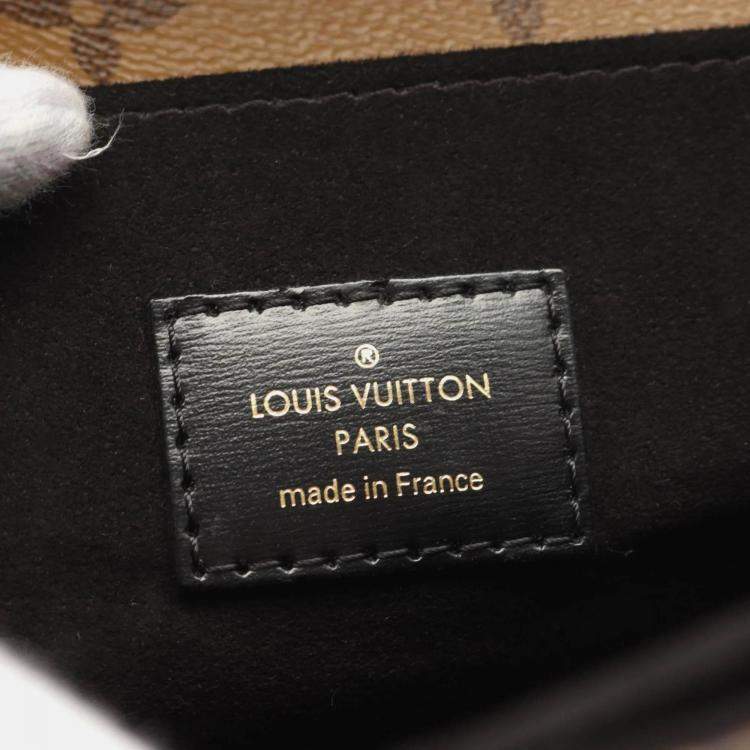 Pre Owned Louis Vuitton Pochette Metis MM Monogram Reverse Brown Black Coated Canvas Leather Handbag