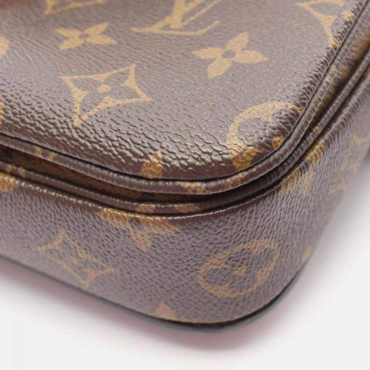 Pre Owned Louis Vuitton Pochette Metis MM Monogram Reverse Brown Black Coated Canvas Leather Handbag