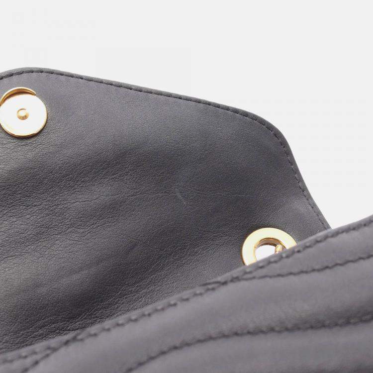 Pre Owned Louis Vuitton New Wave PM Black Leather Chain Shoulder Bag