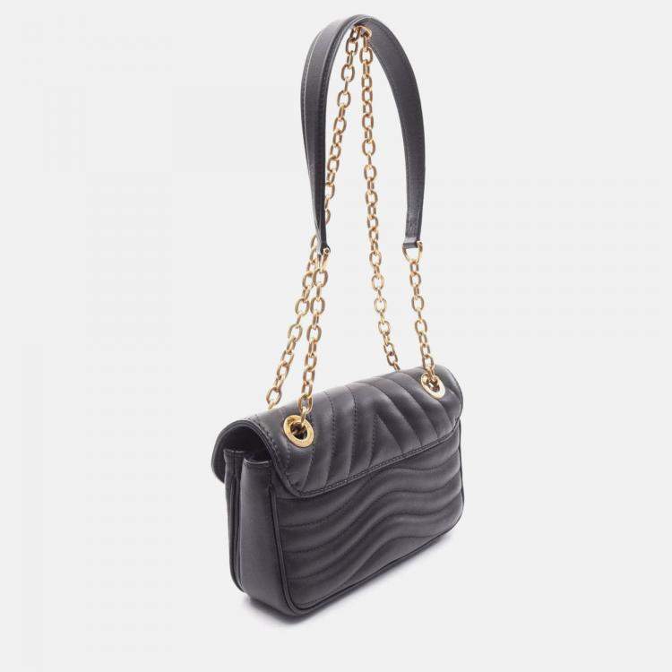 Pre Owned Louis Vuitton New Wave PM Black Leather Chain Shoulder Bag
