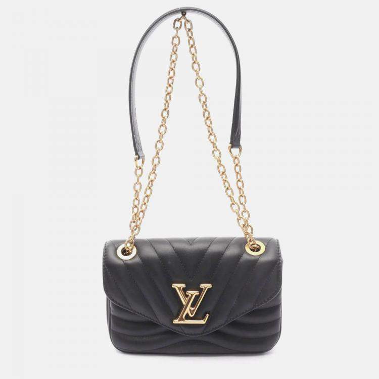 Pre Owned Louis Vuitton New Wave PM Black Leather Chain Shoulder Bag