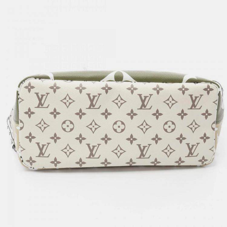 Pre Owned Louis Vuitton Neverfull Mm Tote Bag Coated Canvas Monogram Giant Khaki Beige Multicolor