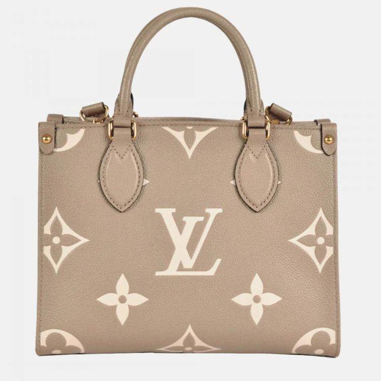 Pre Owned Louis Vuitton On The Go PM Beige Monogram Empreinte Leather Tote Bag