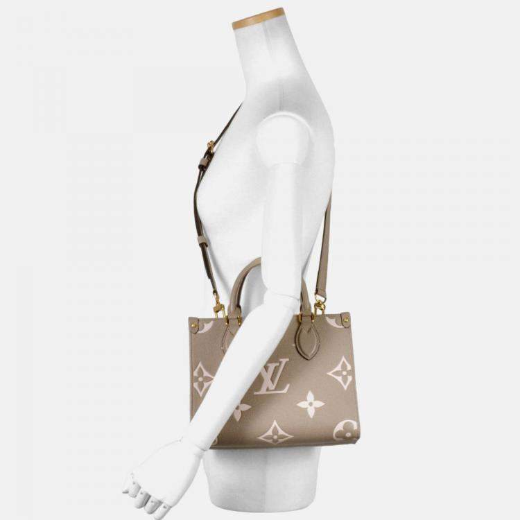 Pre Owned Louis Vuitton On The Go PM Beige Monogram Empreinte Leather Tote Bag