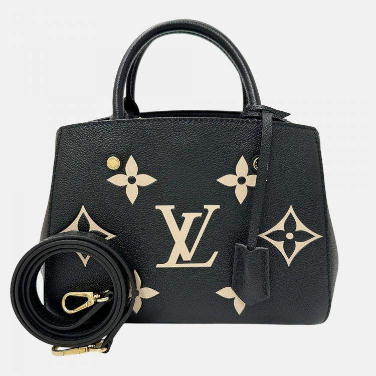 Pre Owned Louis Vuitton Montaigne BB Black Monogram Empreinte Leather Shoulder Bag