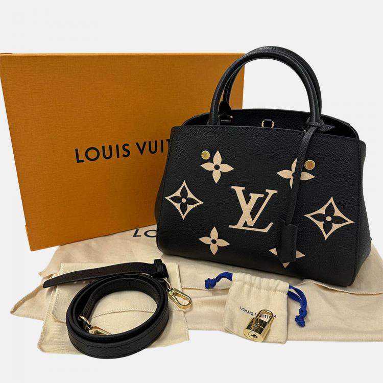 Pre Owned Louis Vuitton Montaigne BB Black Monogram Empreinte Leather Shoulder Bag