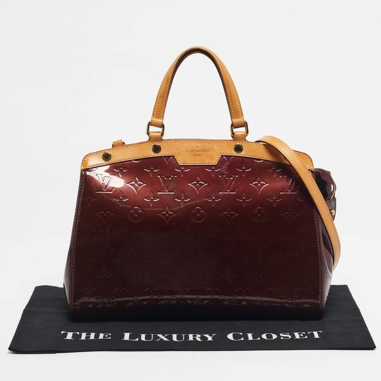 Pre Owned Louis Vuitton Rouge Fauviste Monogram Vernis Brea MM Bag