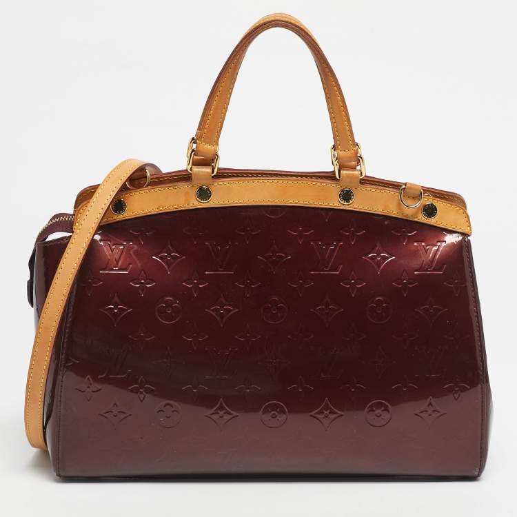 Pre Owned Louis Vuitton Rouge Fauviste Monogram Vernis Brea MM Bag