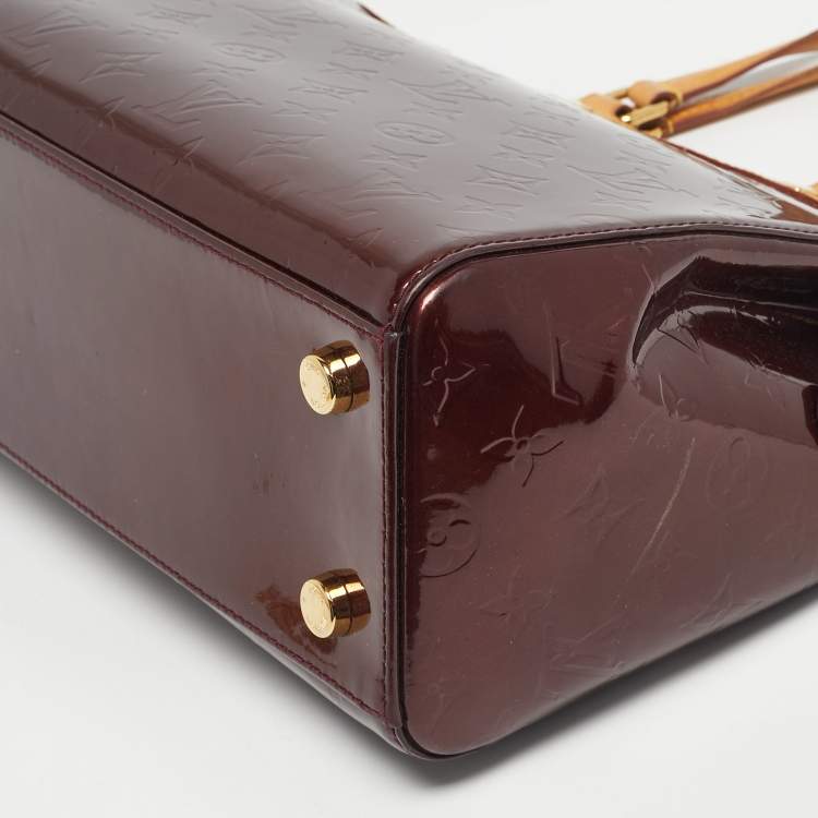 Pre Owned Louis Vuitton Rouge Fauviste Monogram Vernis Brea MM Bag
