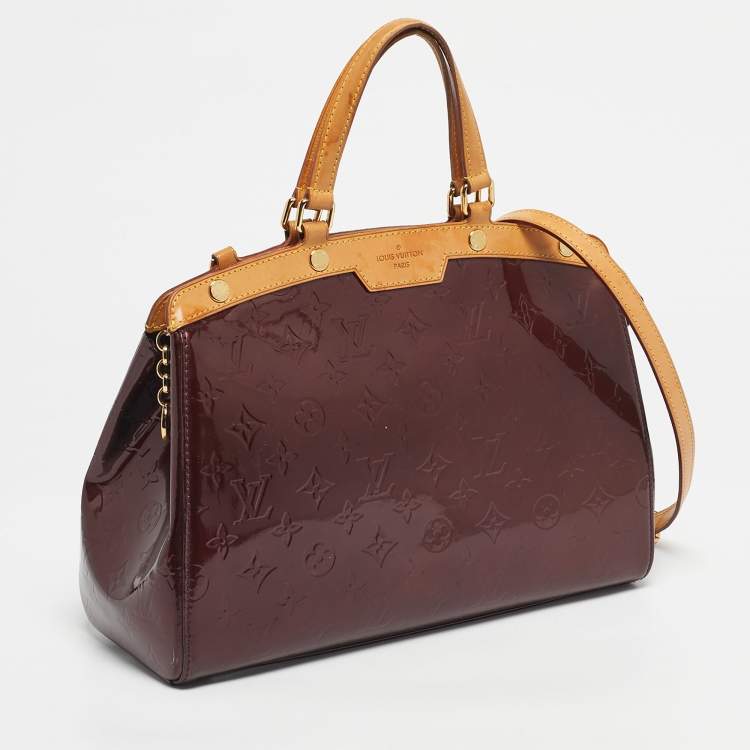 Pre Owned Louis Vuitton Rouge Fauviste Monogram Vernis Brea MM Bag