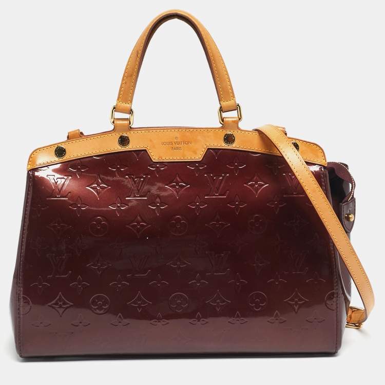 Pre Owned Louis Vuitton Rouge Fauviste Monogram Vernis Brea MM Bag