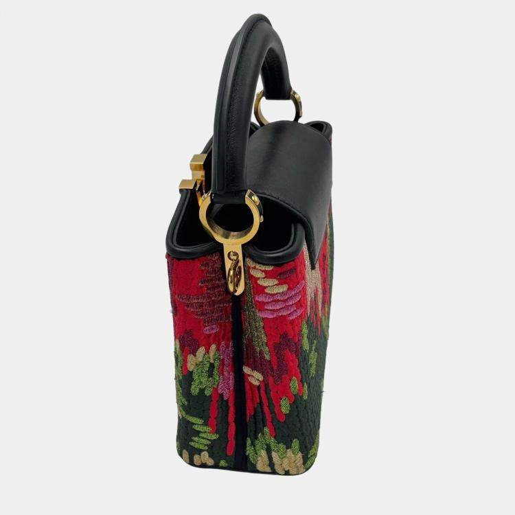 Pre Owned Louis Vuitton Capucines Multicolor Embroidered Cotton Handbag
