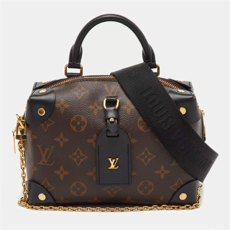 Pre Owned Louis Vuitton Black Monogram Canvas and Leather Petite Malle Souple Bag