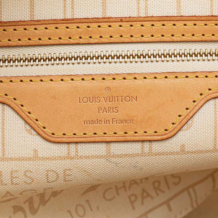 Pre Owned Louis Vuitton White Damier Azur Neverfull PM Bag