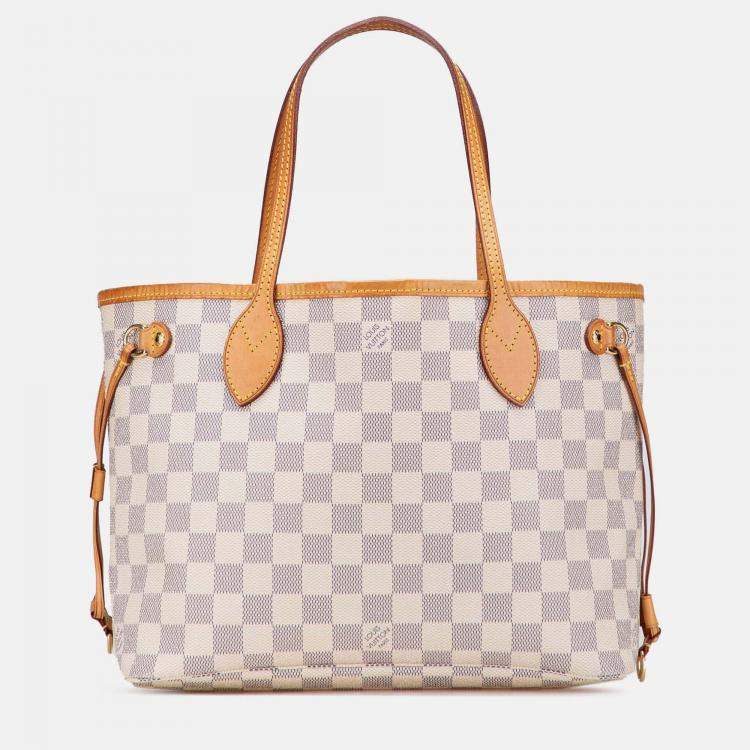 Pre Owned Louis Vuitton White Damier Azur Neverfull PM Bag