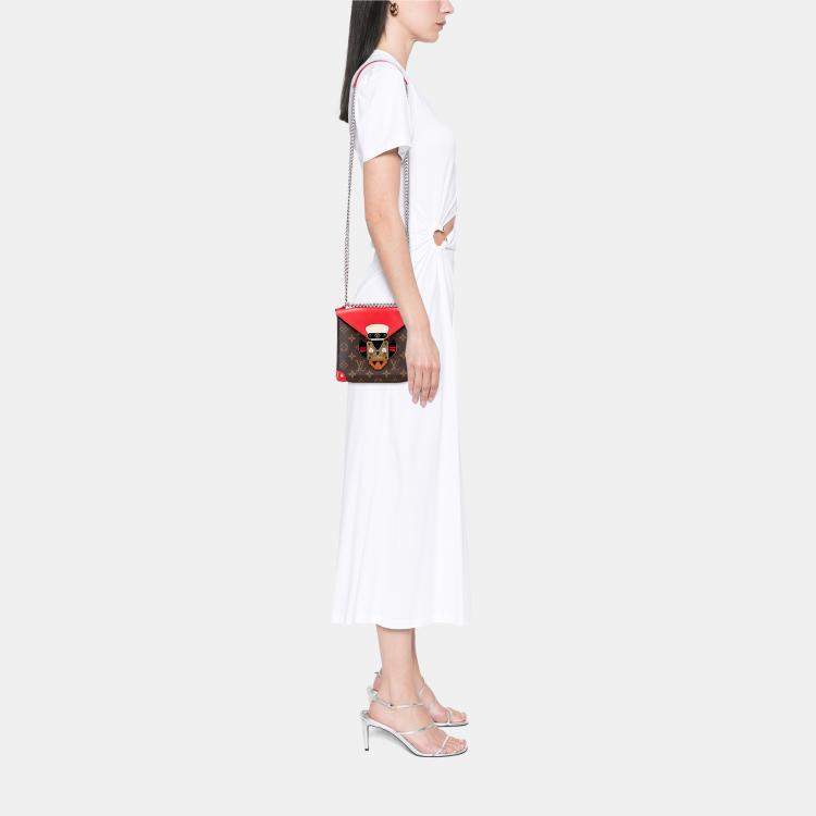 Pre Owned Louis Vuitton Brown Monogram Tribal Mask Pochette PM